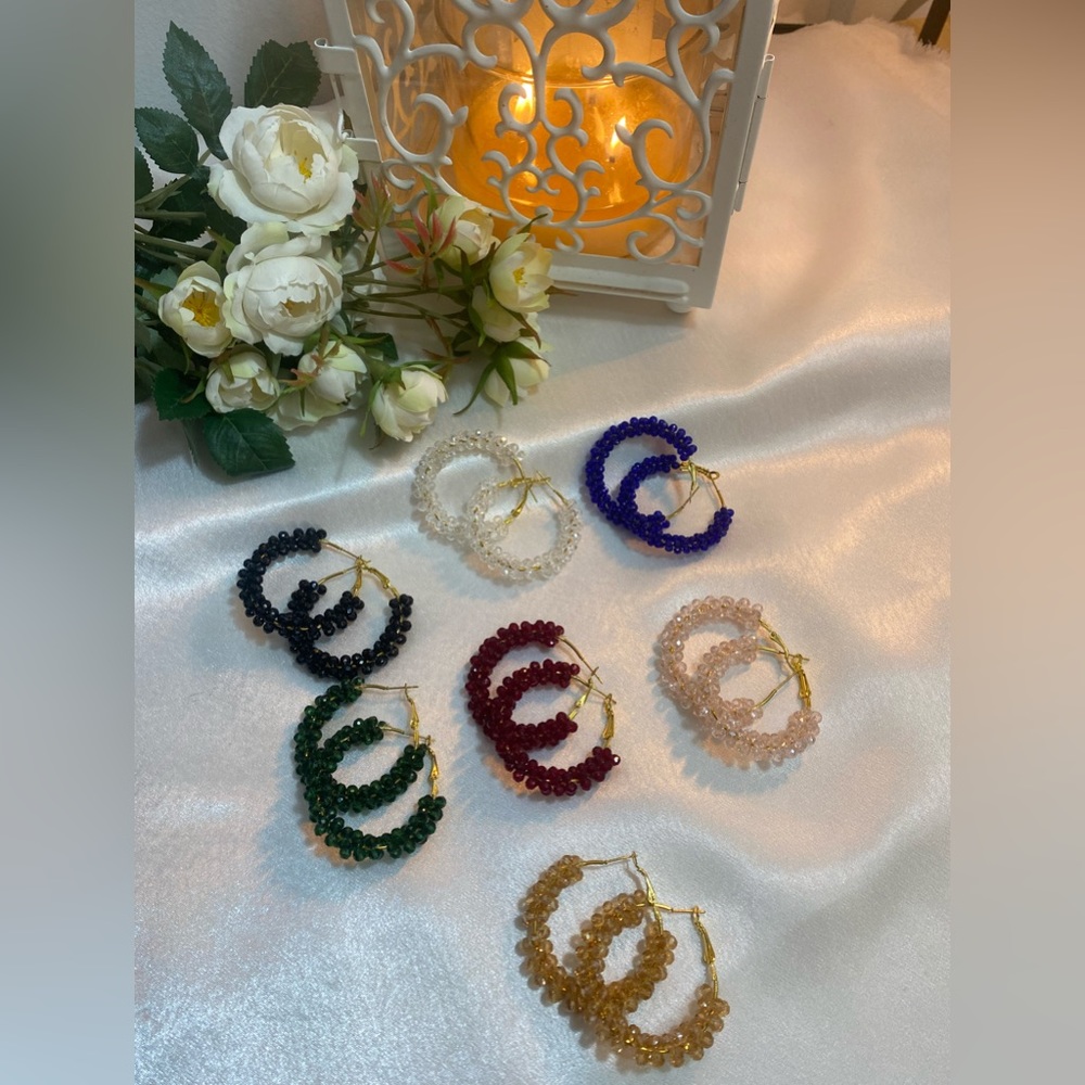 Rhinestone Decor Hoop Earrings